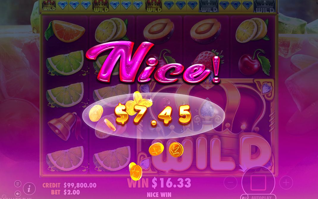 Win screen showing the payout of a round