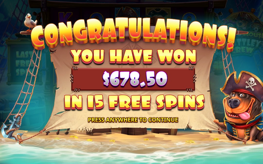 Win screen with cluster payout and round total