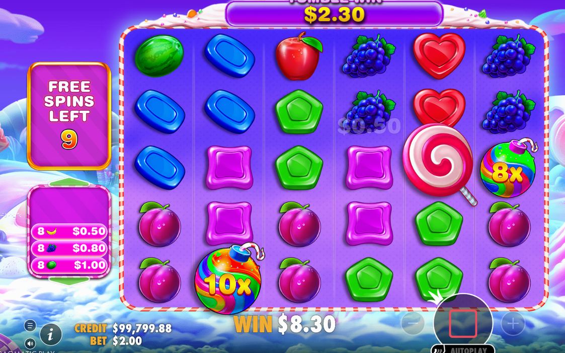 Free Spins counter with multiplier bomb values on the reels